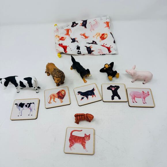 Lovevery Animal Match Animals, Wooden Cards, Bag Montessori Toddler Development - Picture 1 of 3